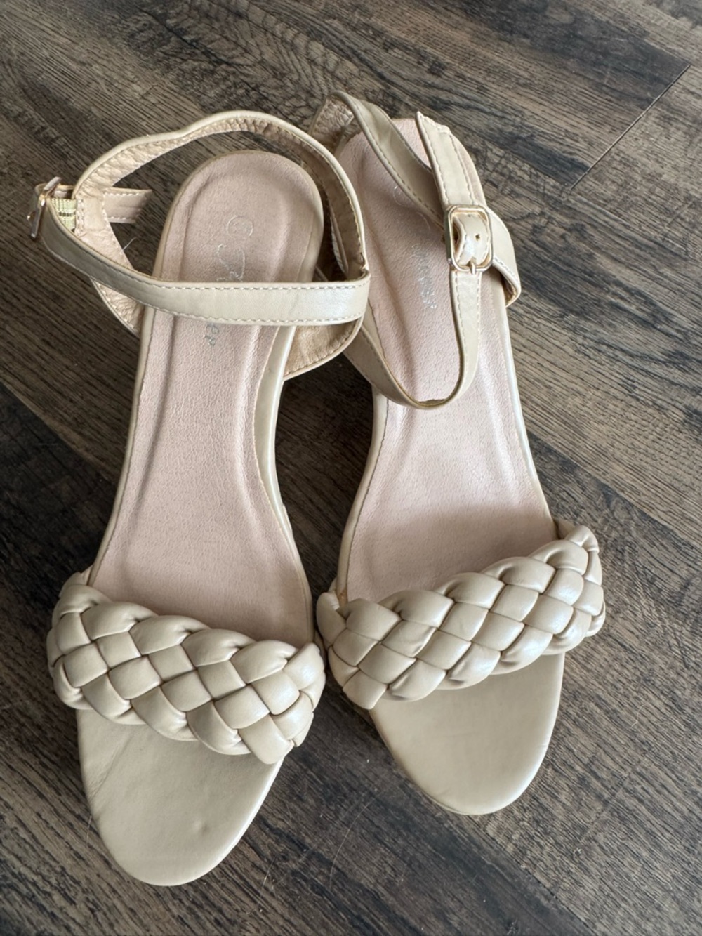 Women's Braided Front Ankle Strap Sandals in Cream